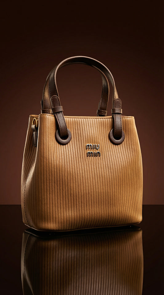 Camel Vertige Ribbed Tote