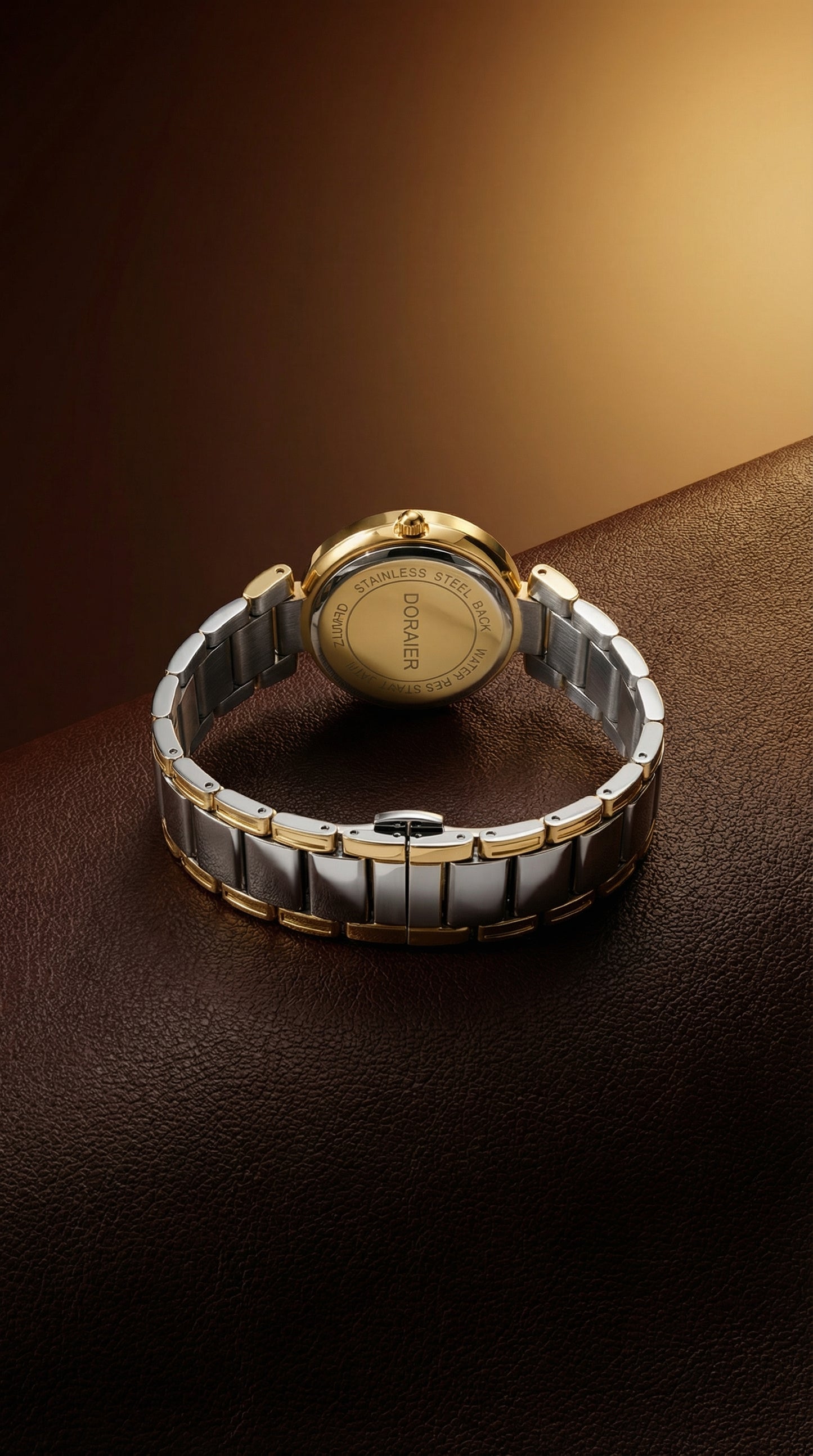 DORAER Two-Tone Crystal Bezel Quartz Watch