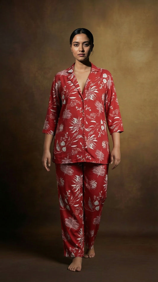 Burgundy Blossom Co-ord Set