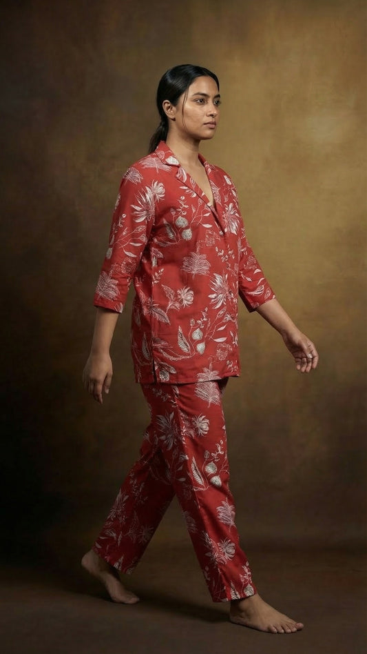 Burgundy Blossom Co-ord Set