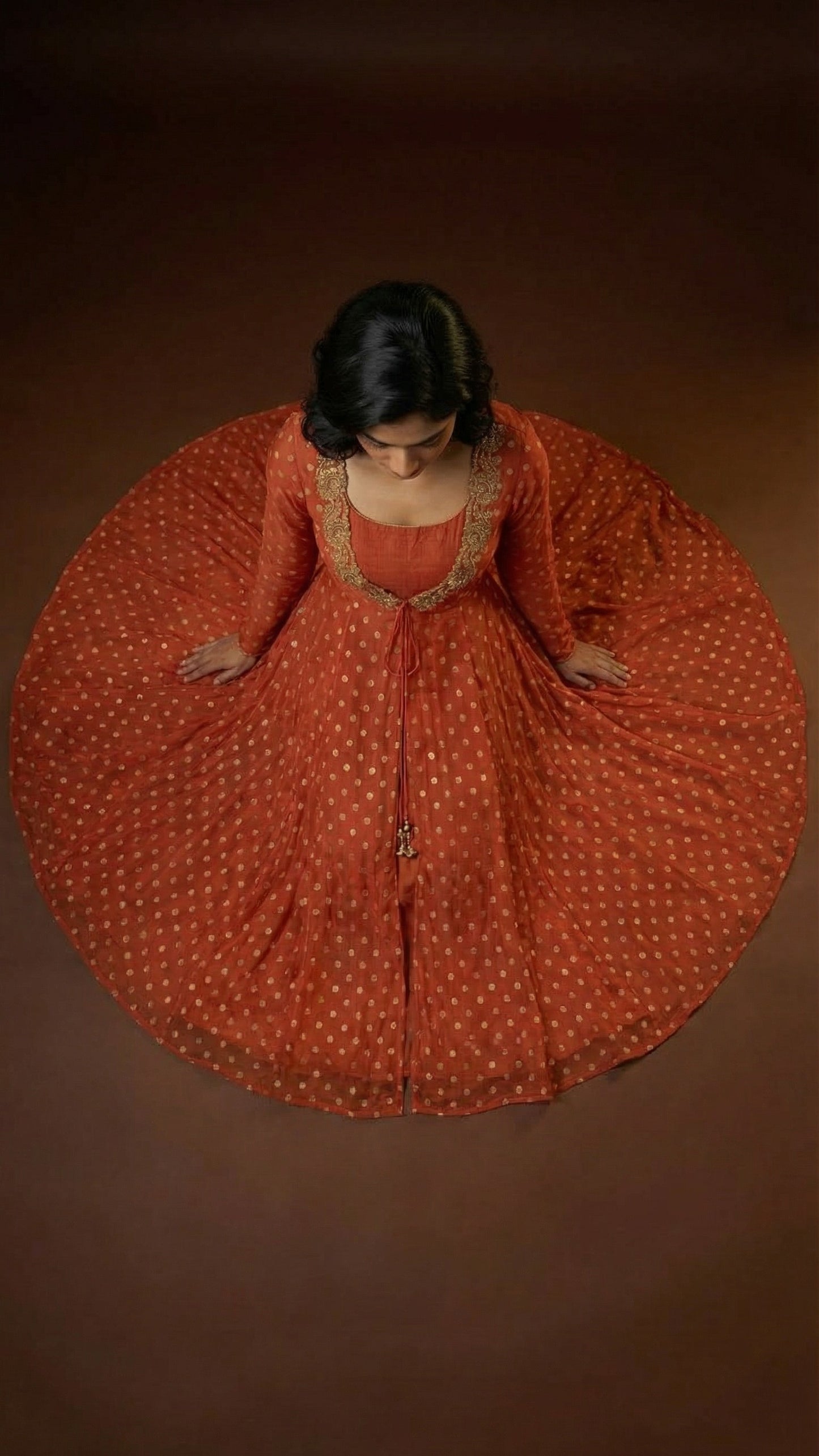 Rust Royale Layered Anarkali