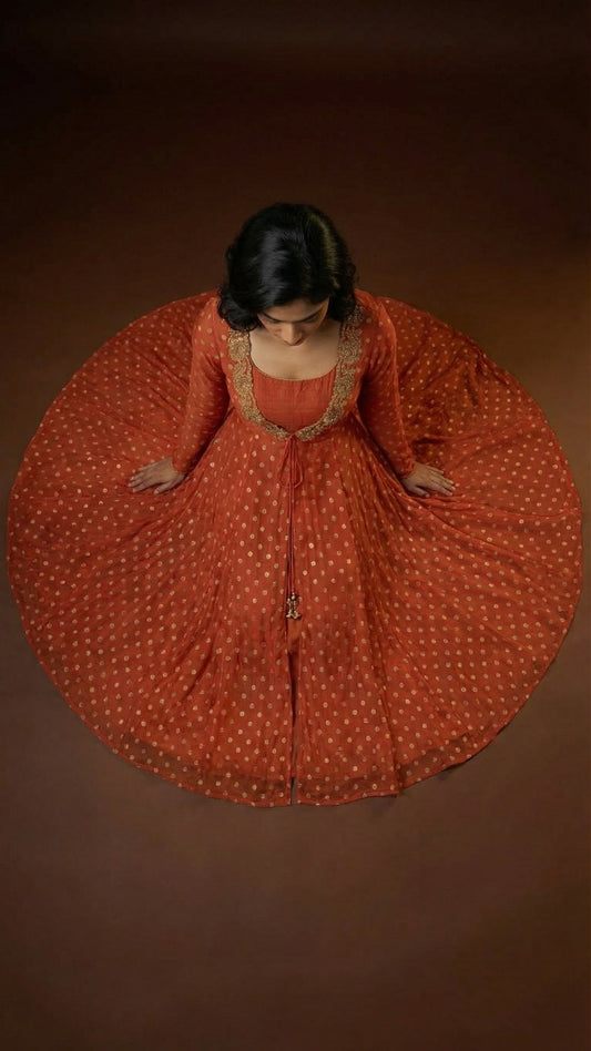Rust Royale Layered Anarkali