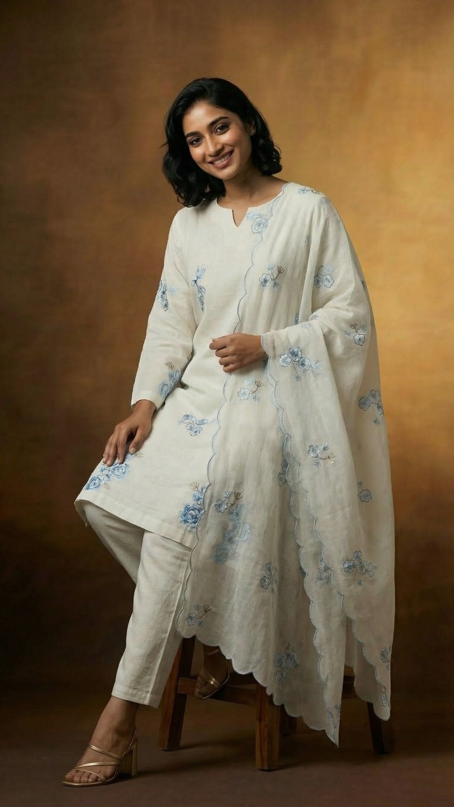 Azure Blossom Three-Piece Set