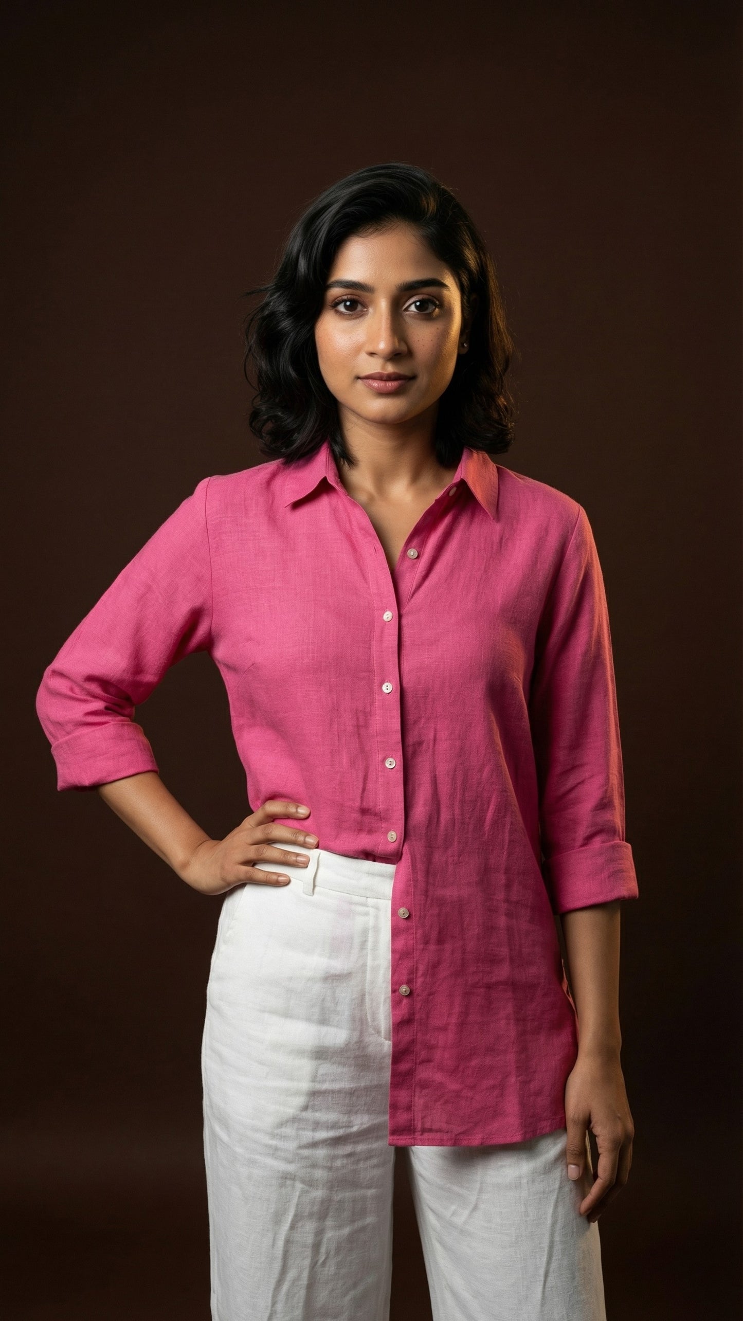 Hot Pink Linen Shirt Set