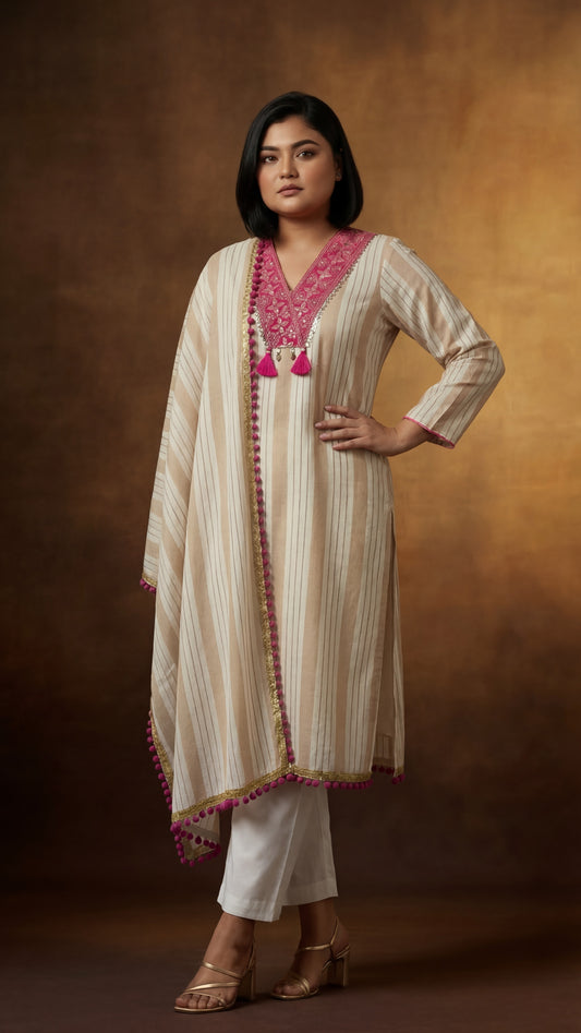 Rose Tassel Striped Set