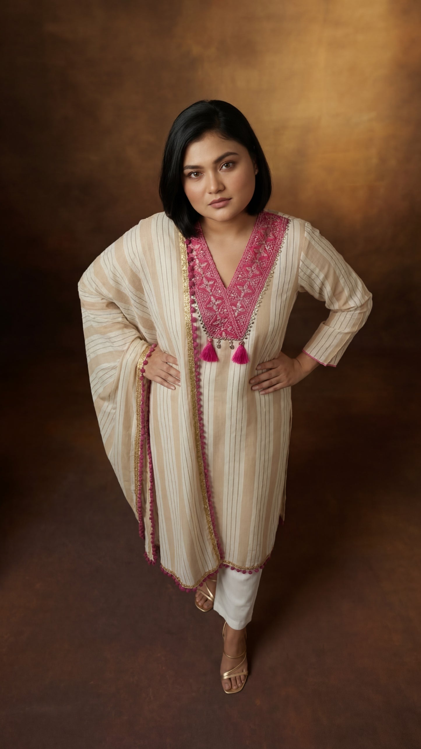 Rose Tassel Striped Set