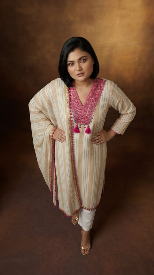 Rose Tassel Striped Set