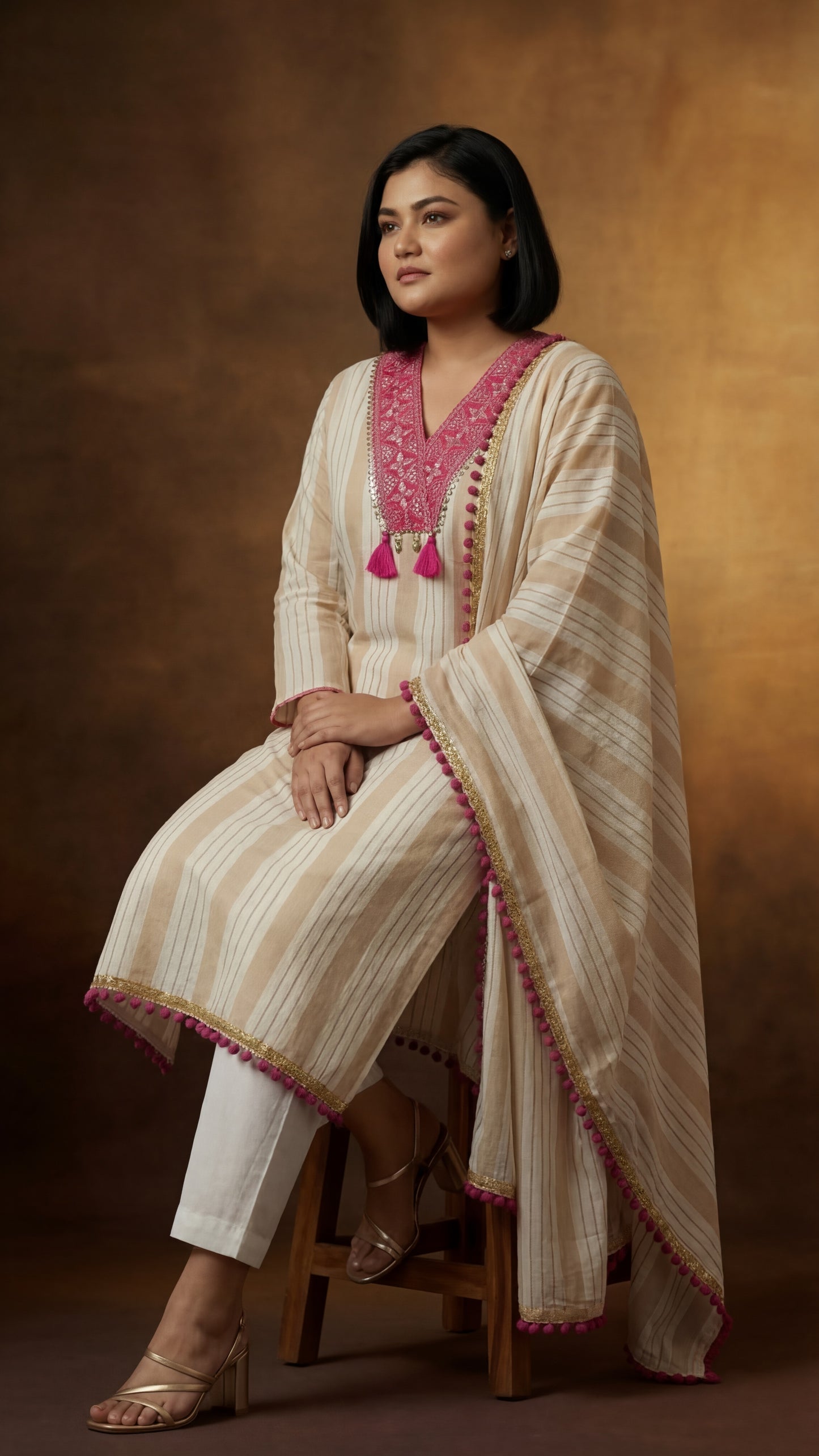 Rose Tassel Striped Set