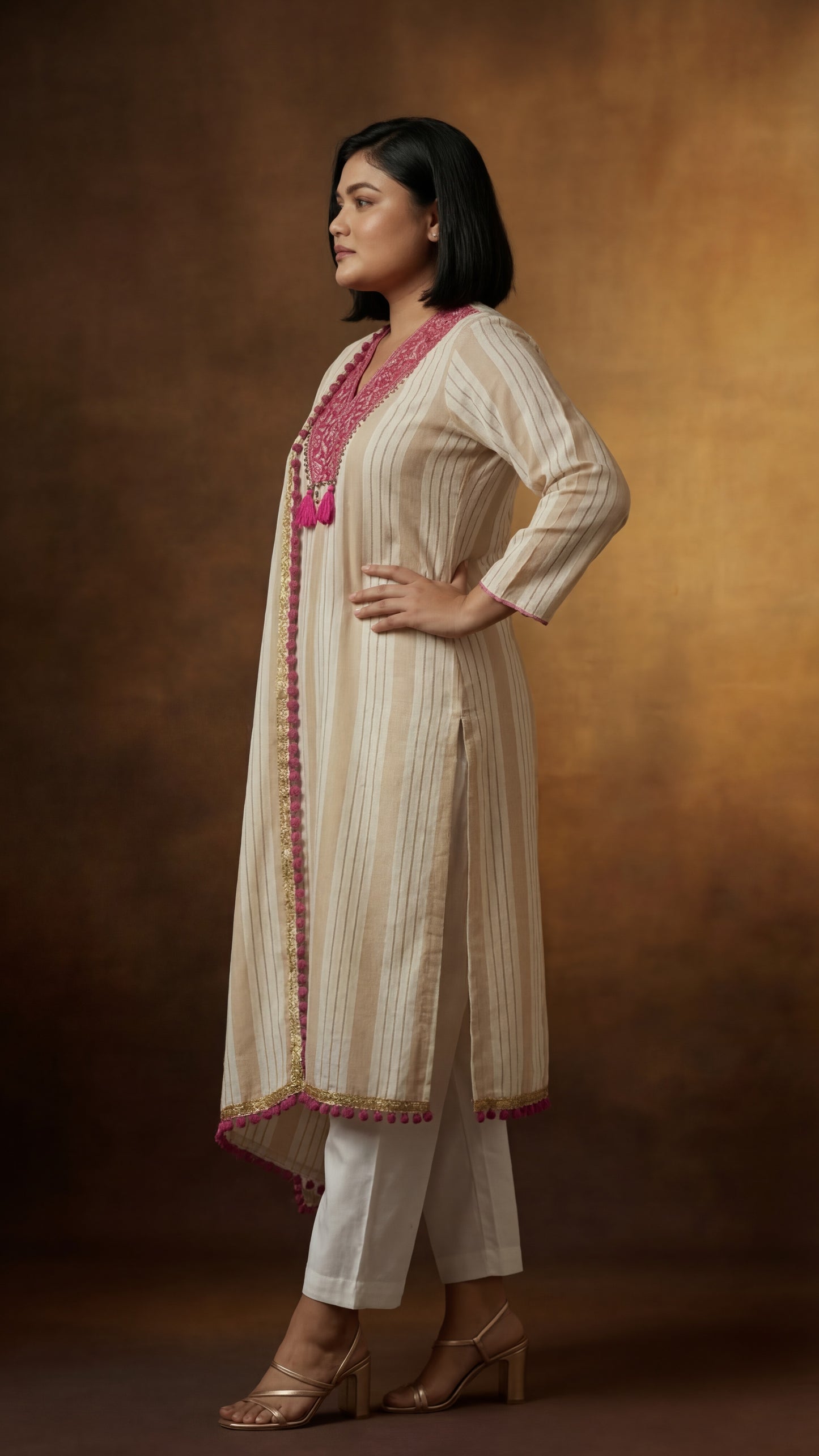 Rose Tassel Striped Set