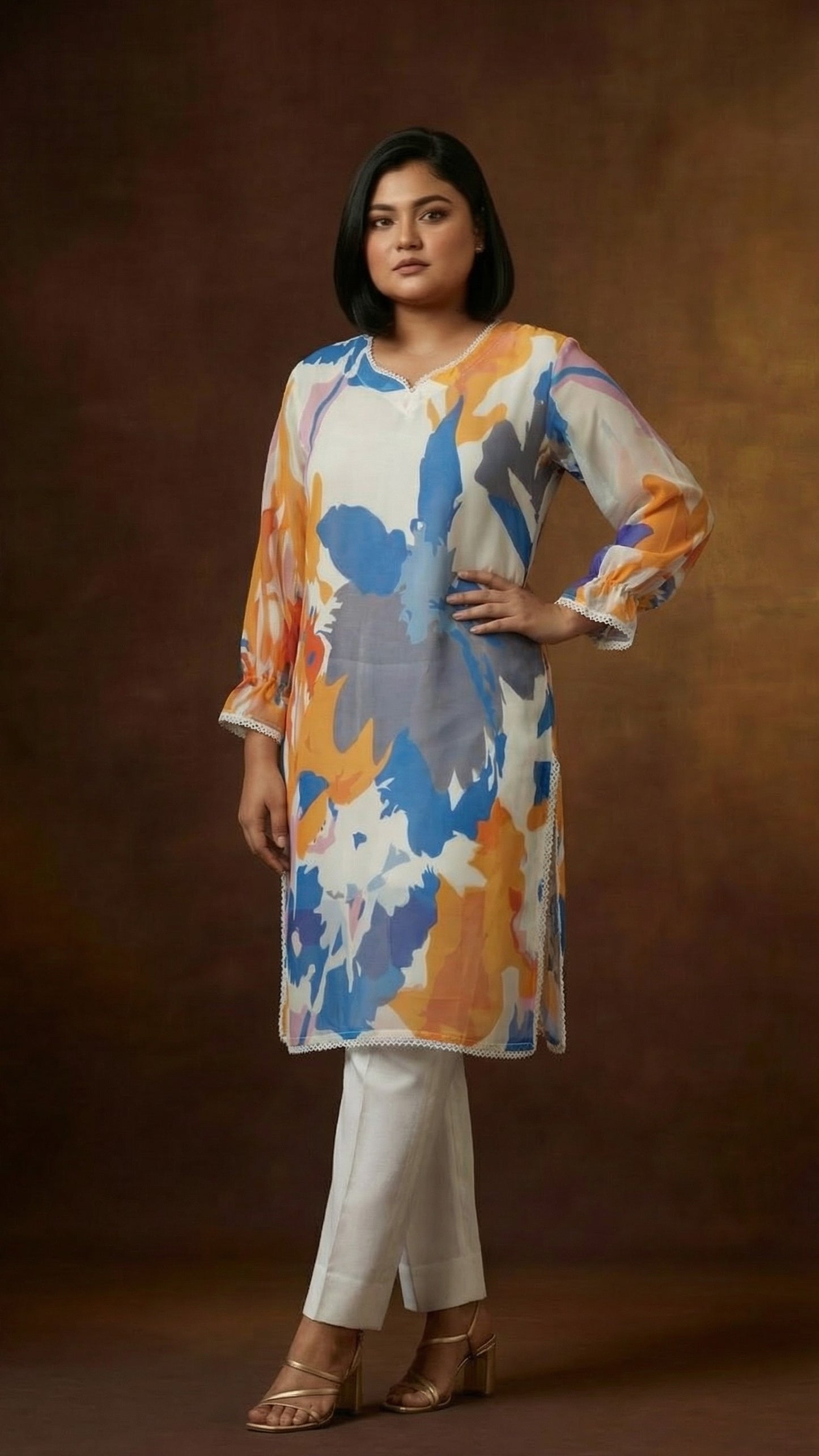 Aqua Bloom Kurti
