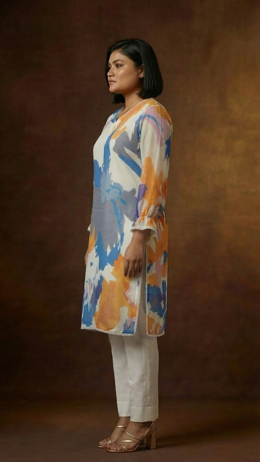 Aqua Bloom Kurti