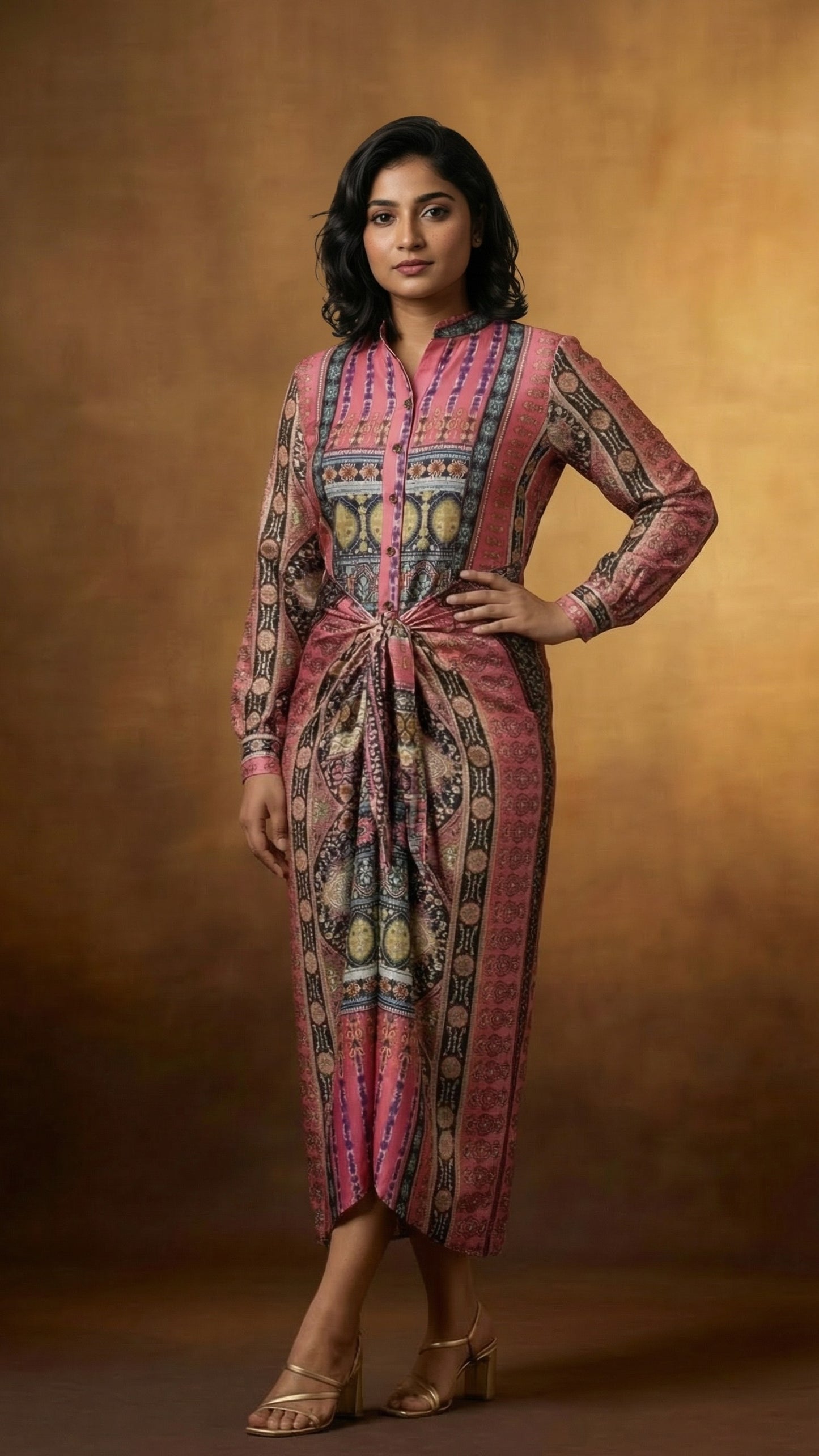 Vintage Tapestry Draped Dress