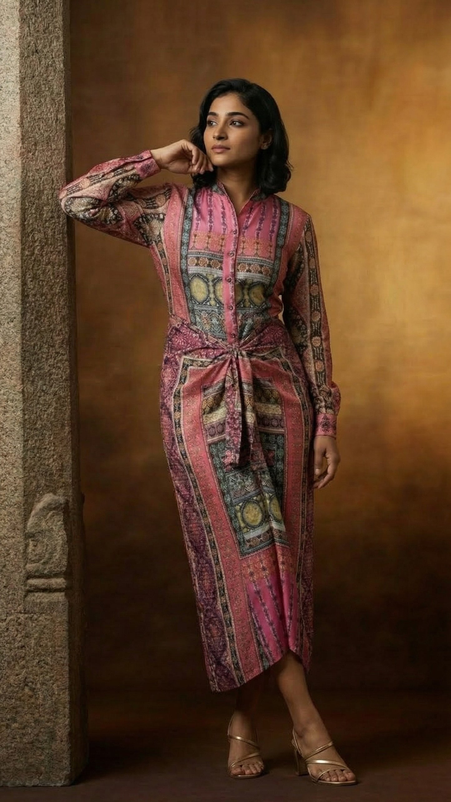 Vintage Tapestry Draped Dress