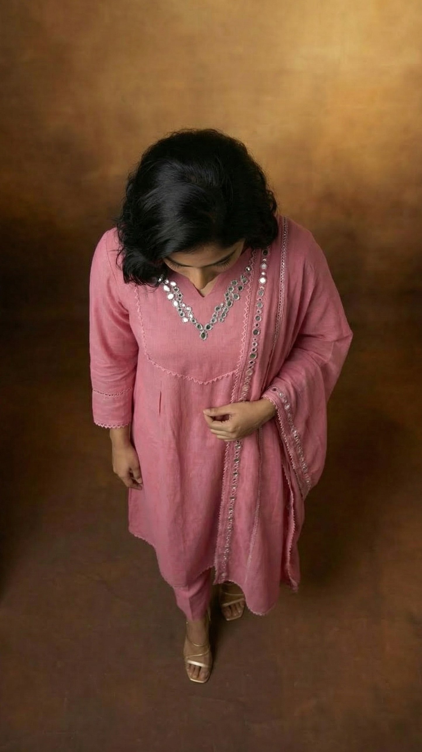 Rose Petal Embroidered Three-Piece