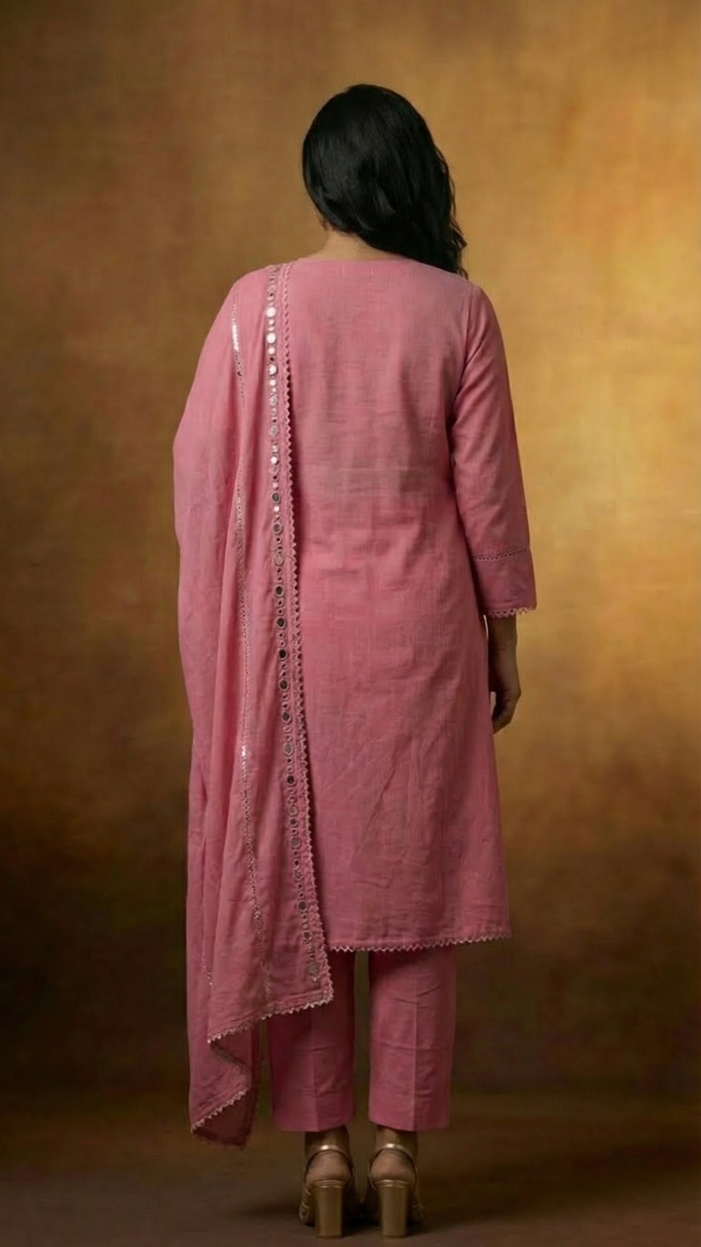 Rose Petal Embroidered Three-Piece