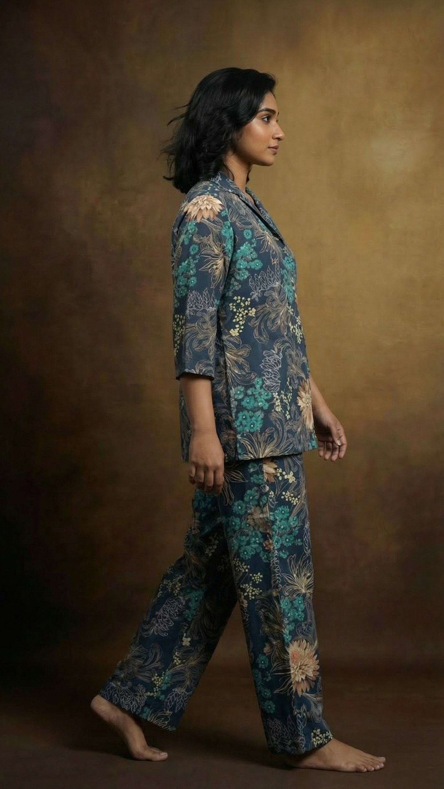 Teal Garden Night Suit