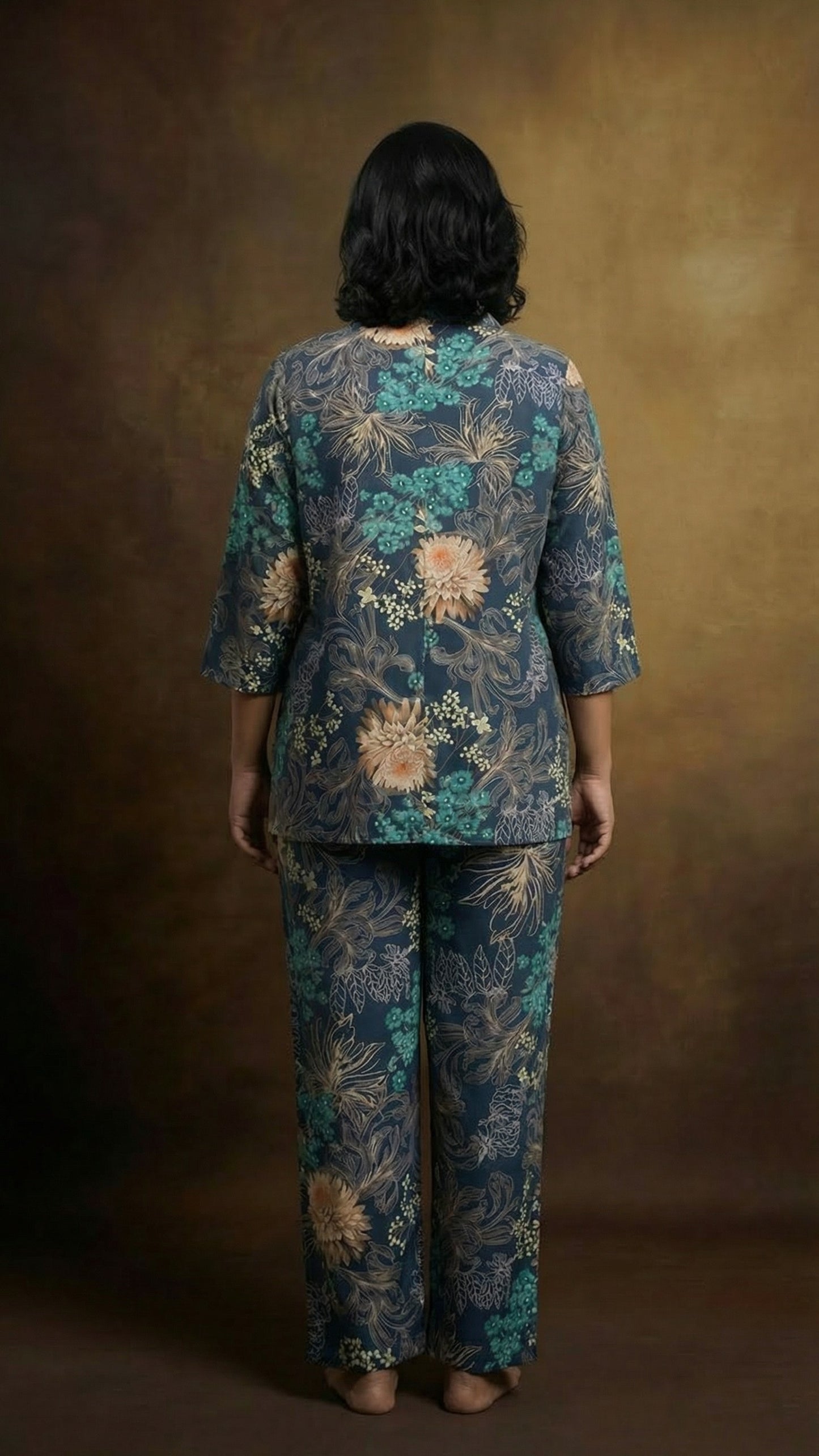 Teal Garden Night Suit