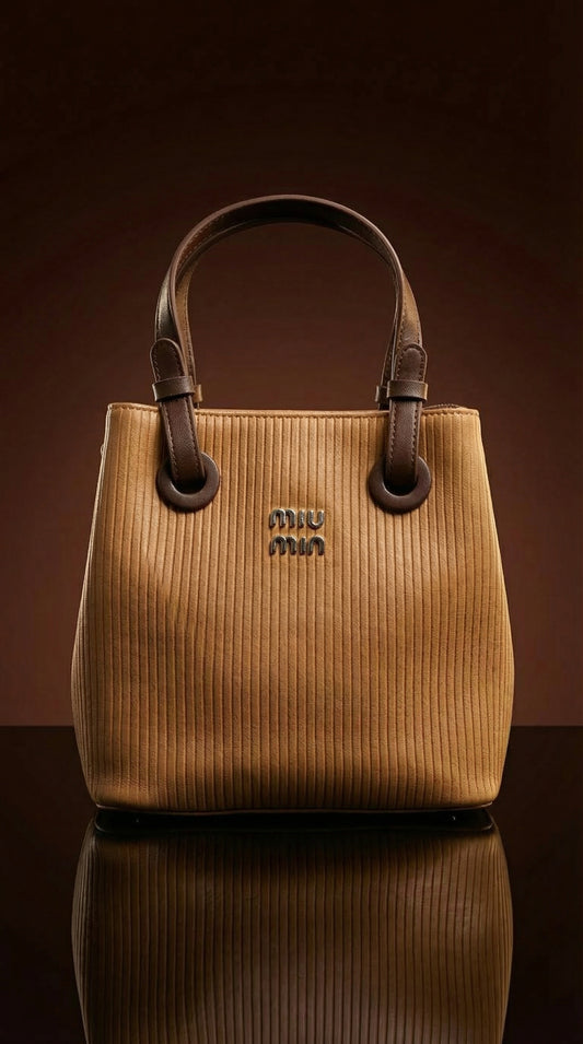 Camel Vertige Ribbed Tote