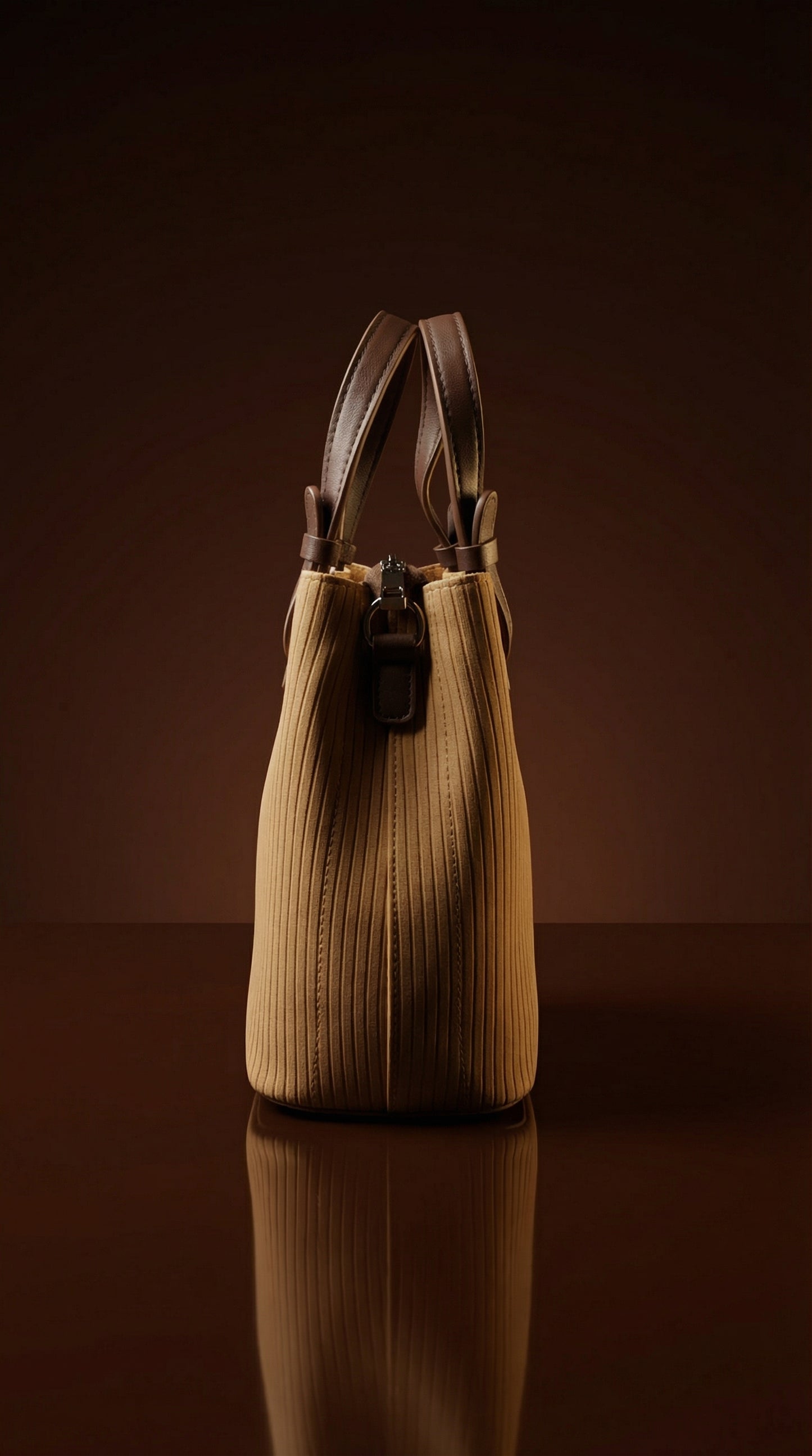 Camel Vertige Ribbed Tote