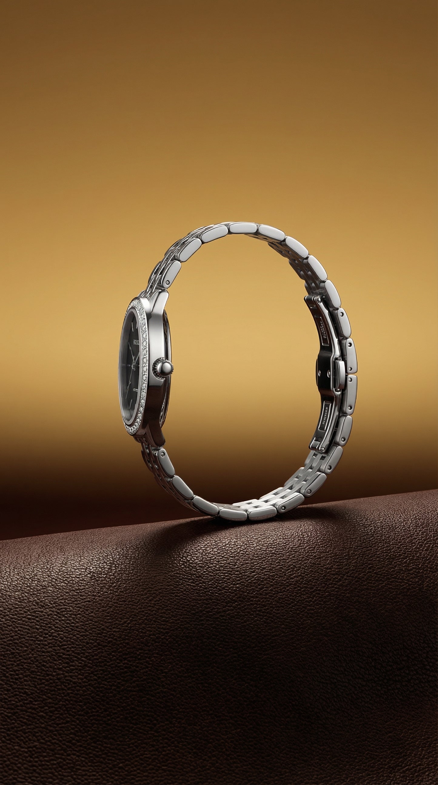 BONMIR Oval Crystal Bezel Quartz Watch