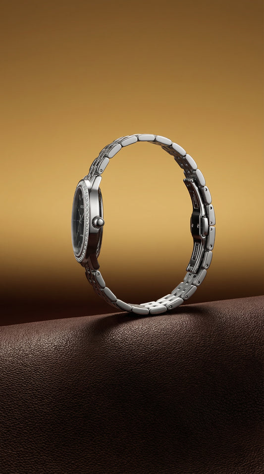 BONMIR Oval Crystal Bezel Quartz Watch