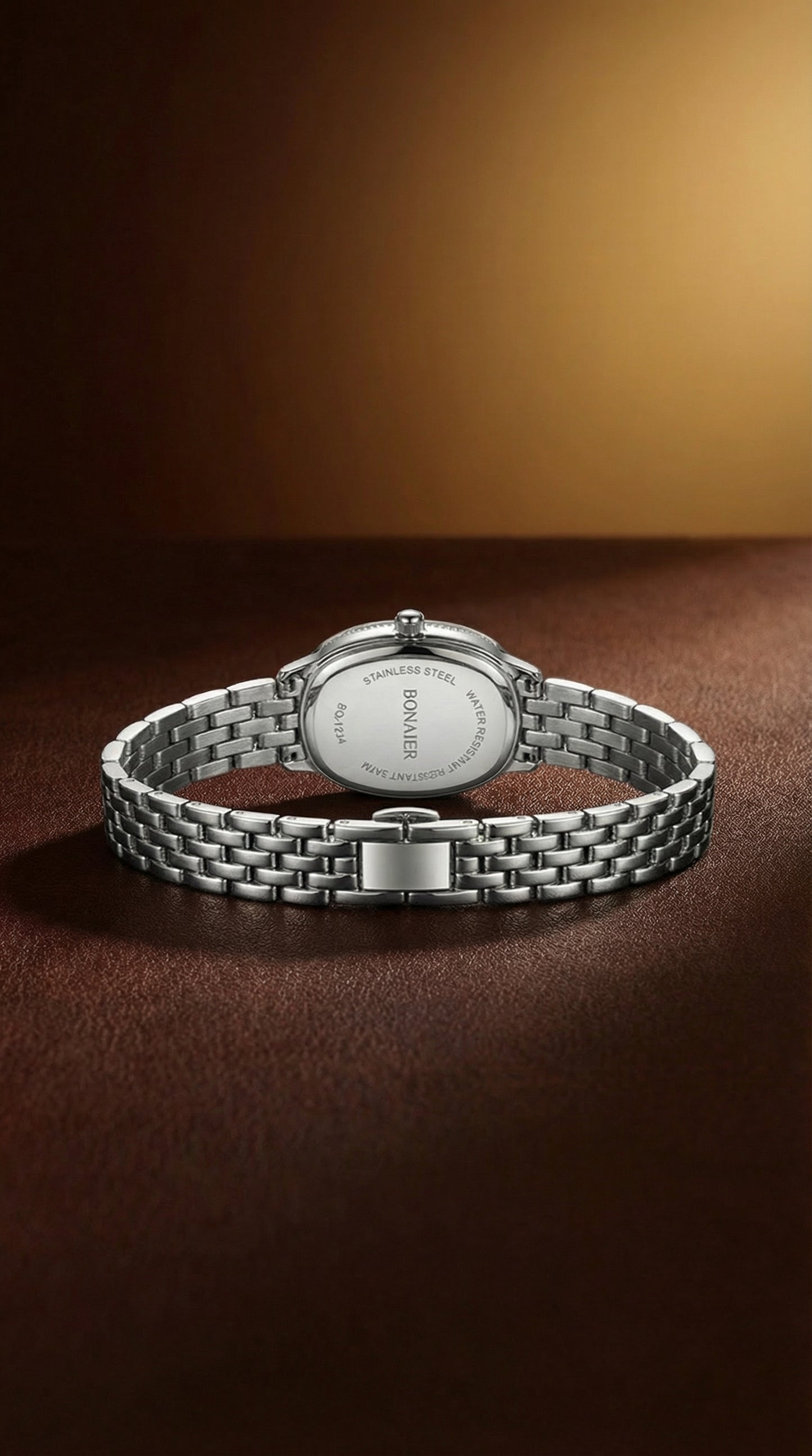 BONMIR Oval Crystal Bezel Quartz Watch