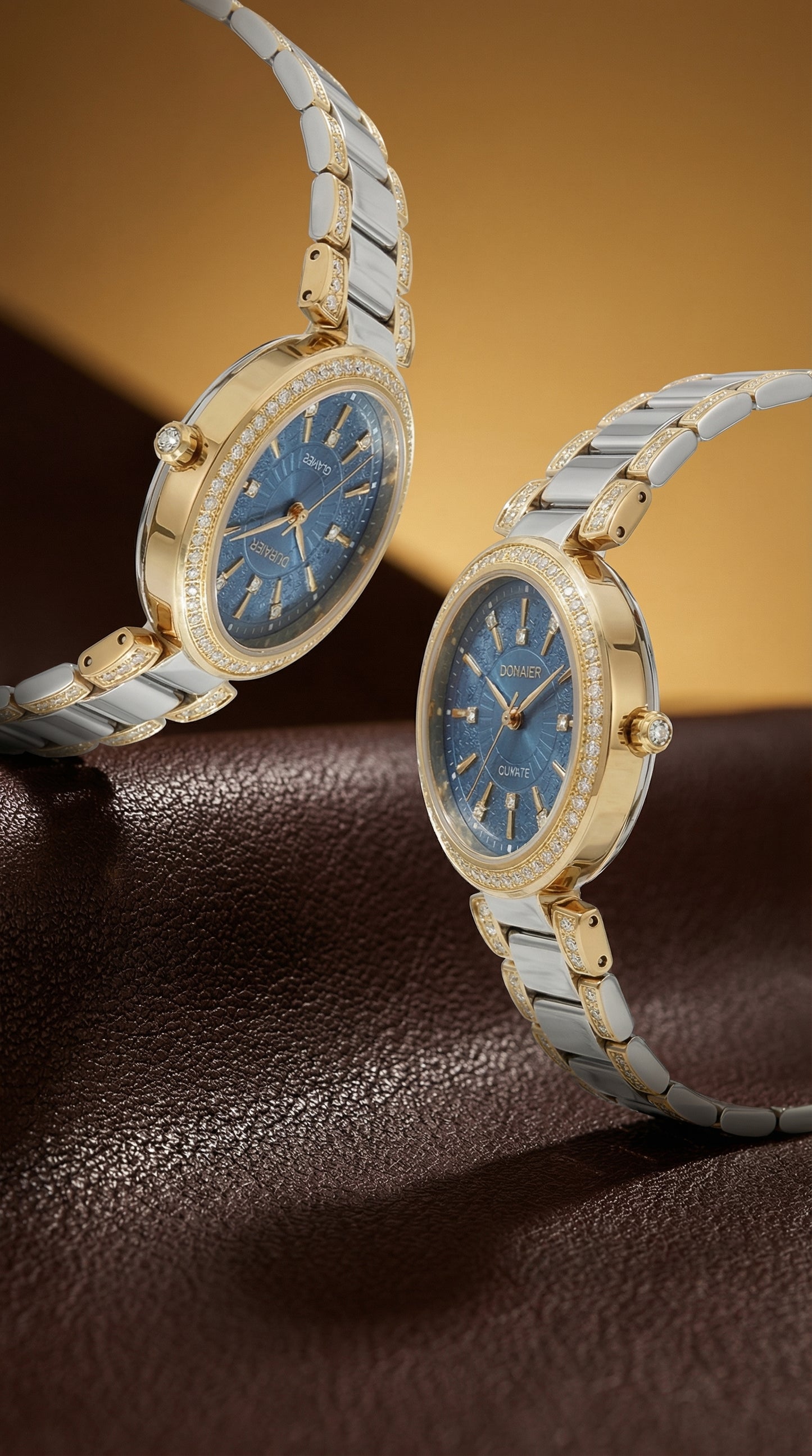 DORAER Two-Tone Crystal Bezel Quartz Watch