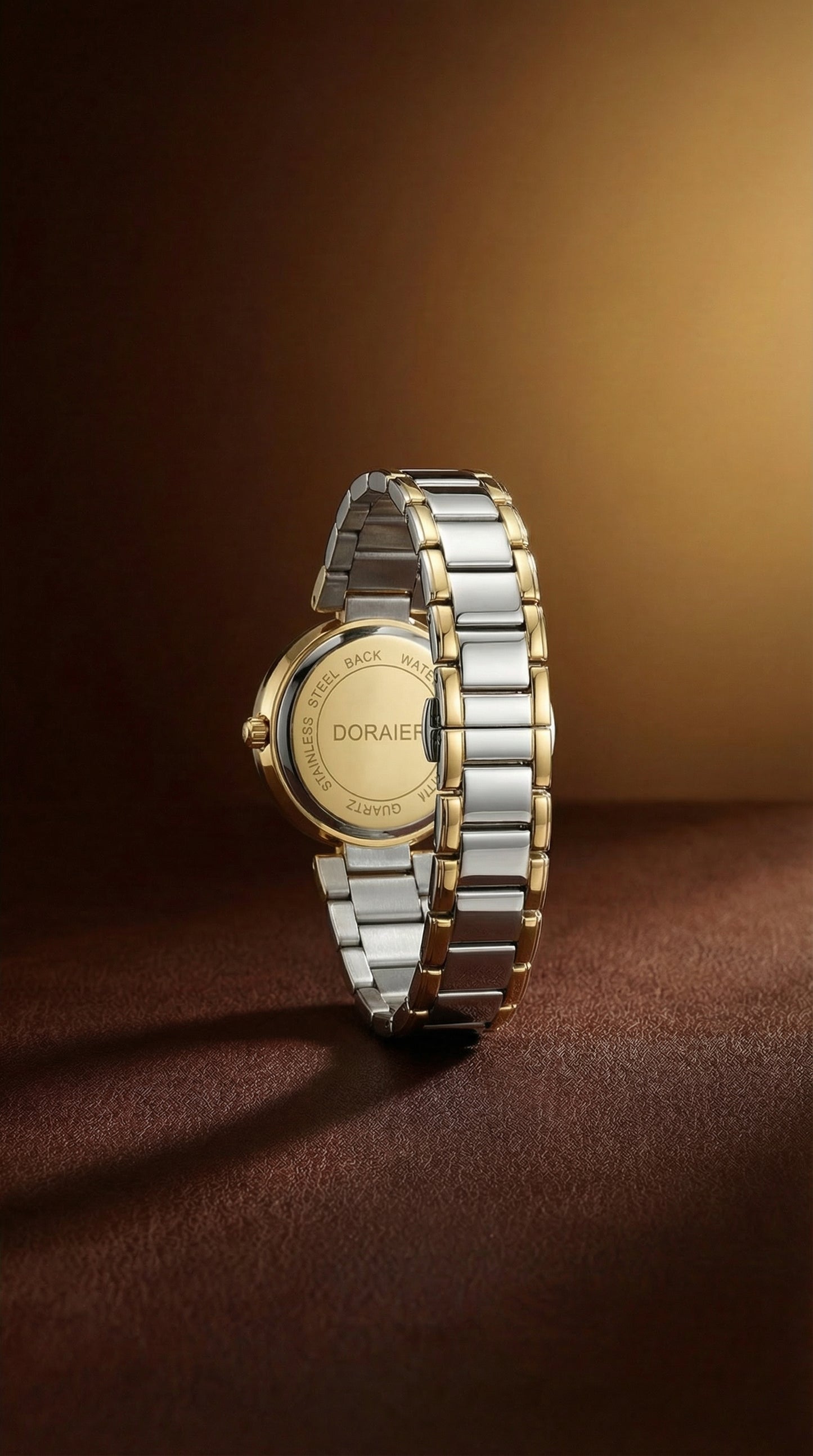 DORAER Two-Tone Crystal Bezel Quartz Watch