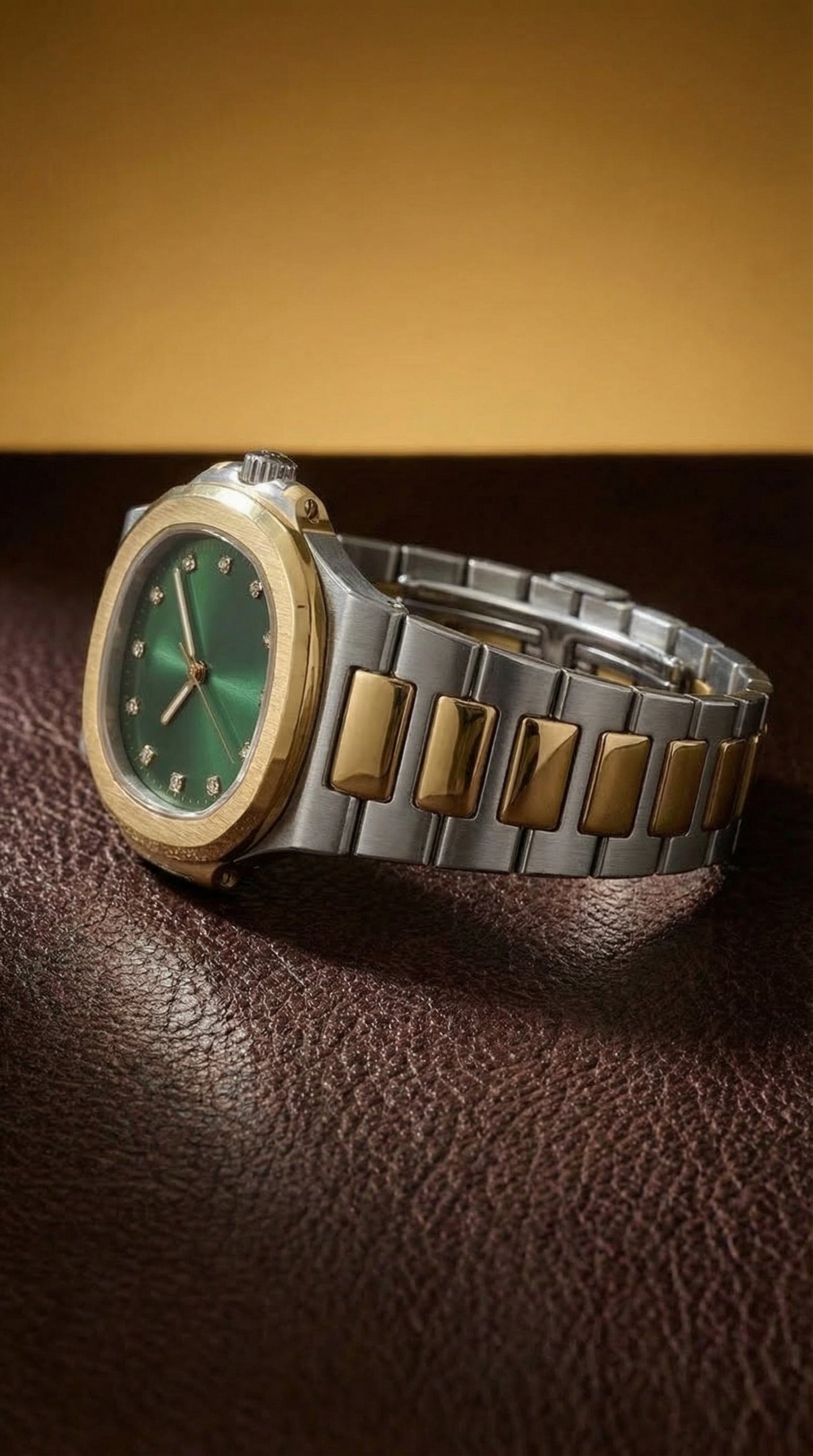 Luxury Two-Tone Cushion Case Quartz Watch