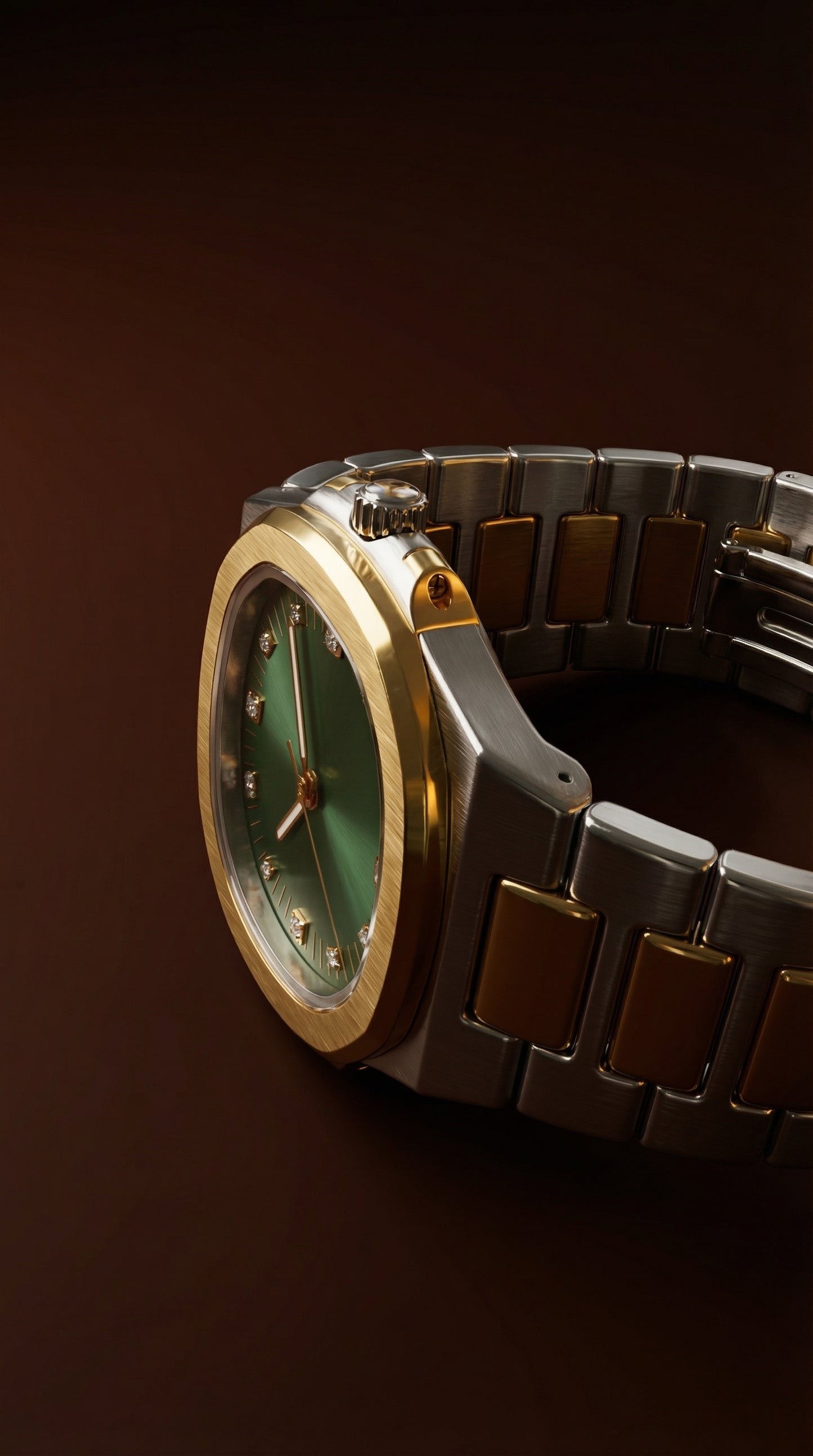 Luxury Two-Tone Cushion Case Quartz Watch